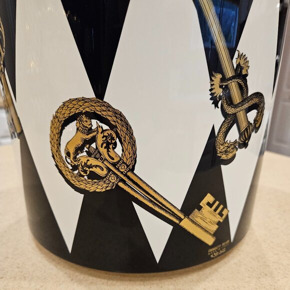RARE COLLECTIBLE LIMITED FORNASETTI CHIAVI GOLD ROMBI BAR ICE BUCKET CONTAINER - Picture 5 of 16